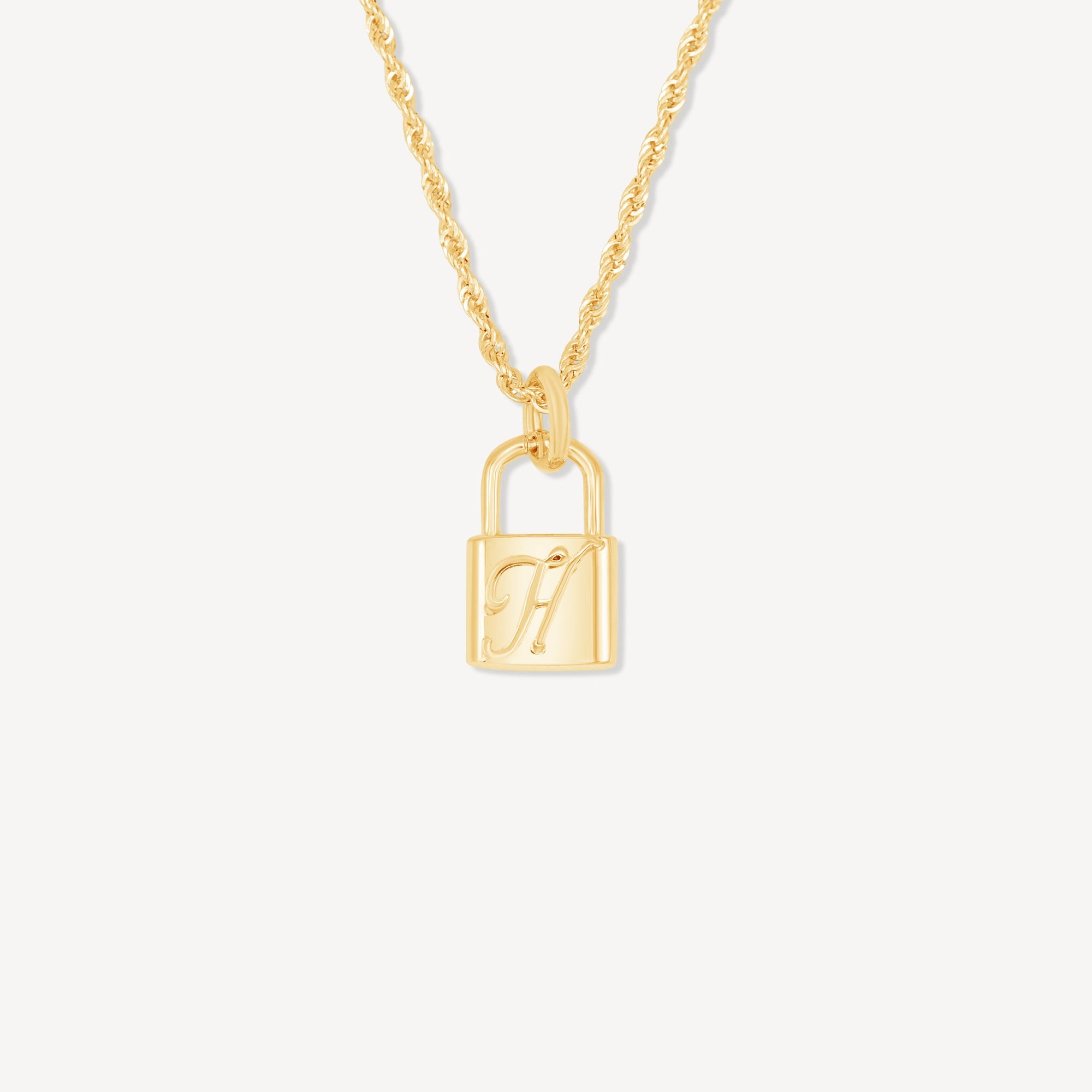 Gold Initial Lock Necklace