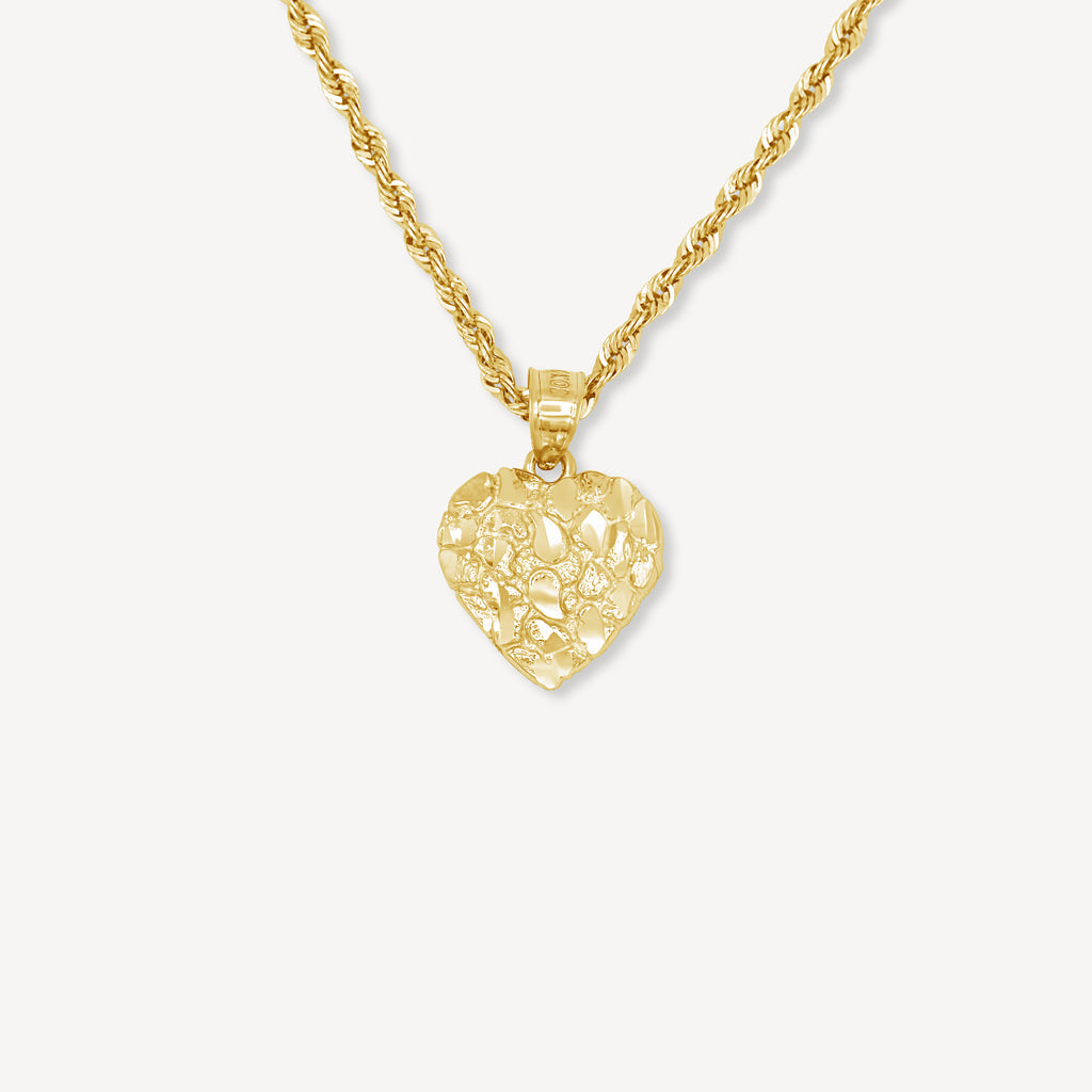 Gold Nugget Heart Pendant