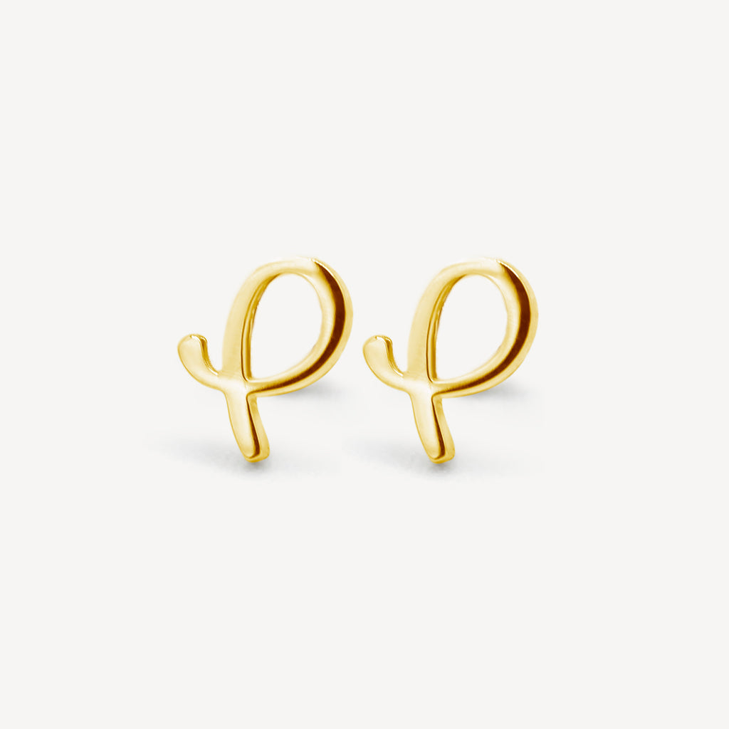 Gold P Logo Earrings