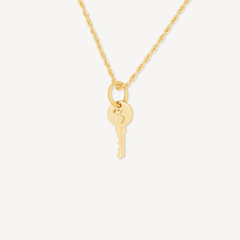 Gold Initial Key Necklace