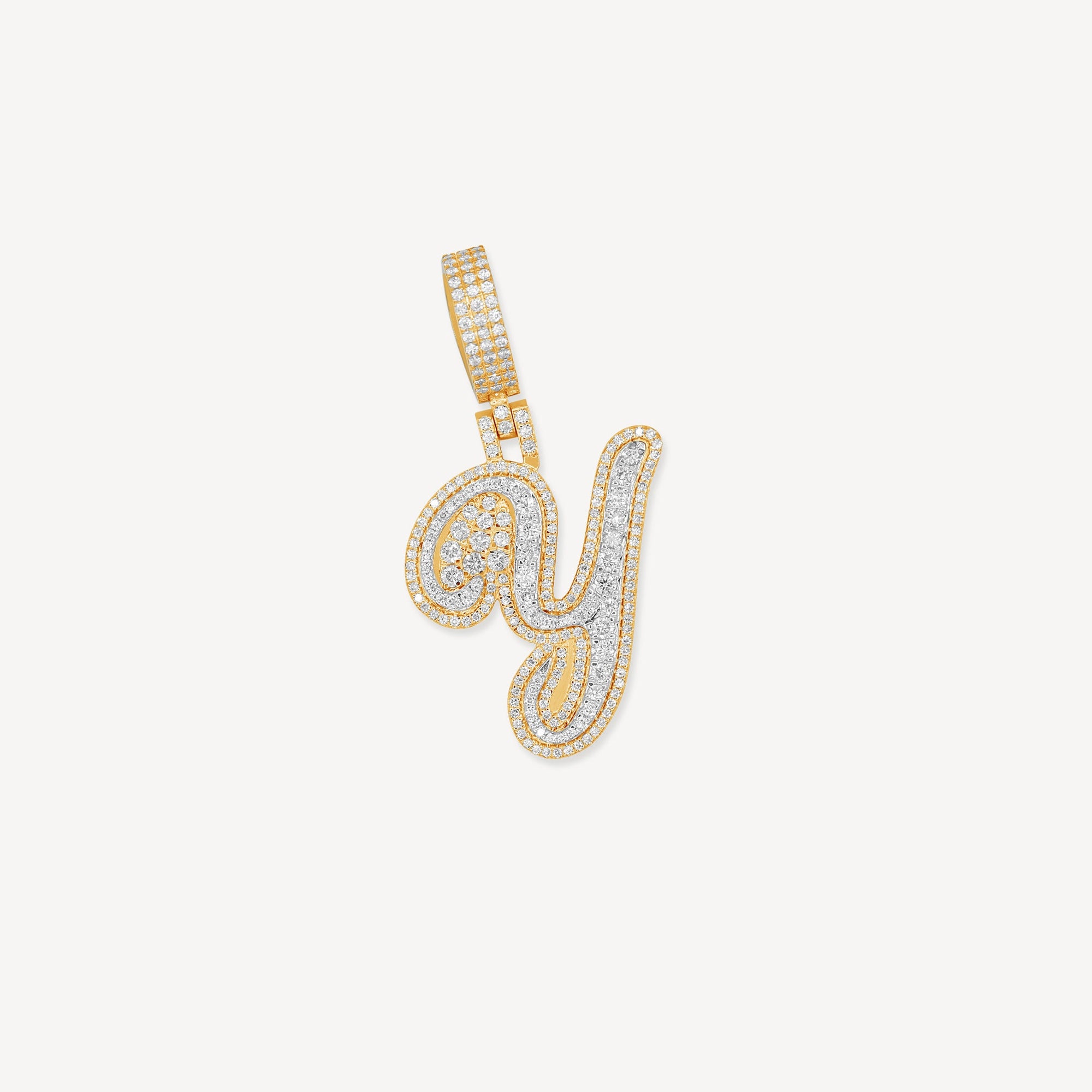 Gold Single Cursive Diamond Initial Letter