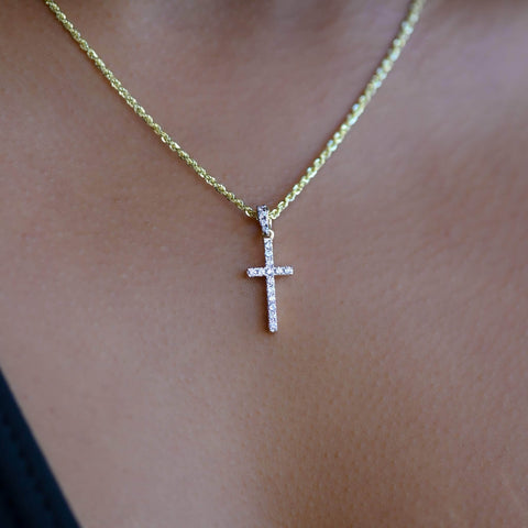 Womens Diamond Cross Necklace