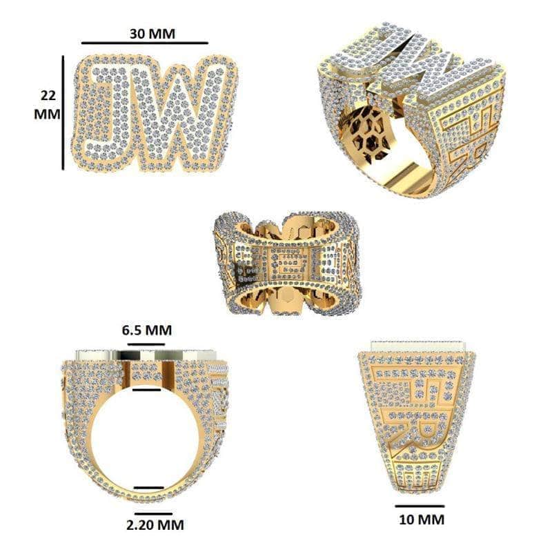 Gold Presidents Real Diamond Ring White Gold / 6 / $4000 - $7500 Custom Diamond Initial Ring - VVS, VS, SI - (Consultation Deposit)