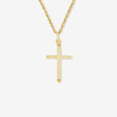 Gold Tube Cross Necklace