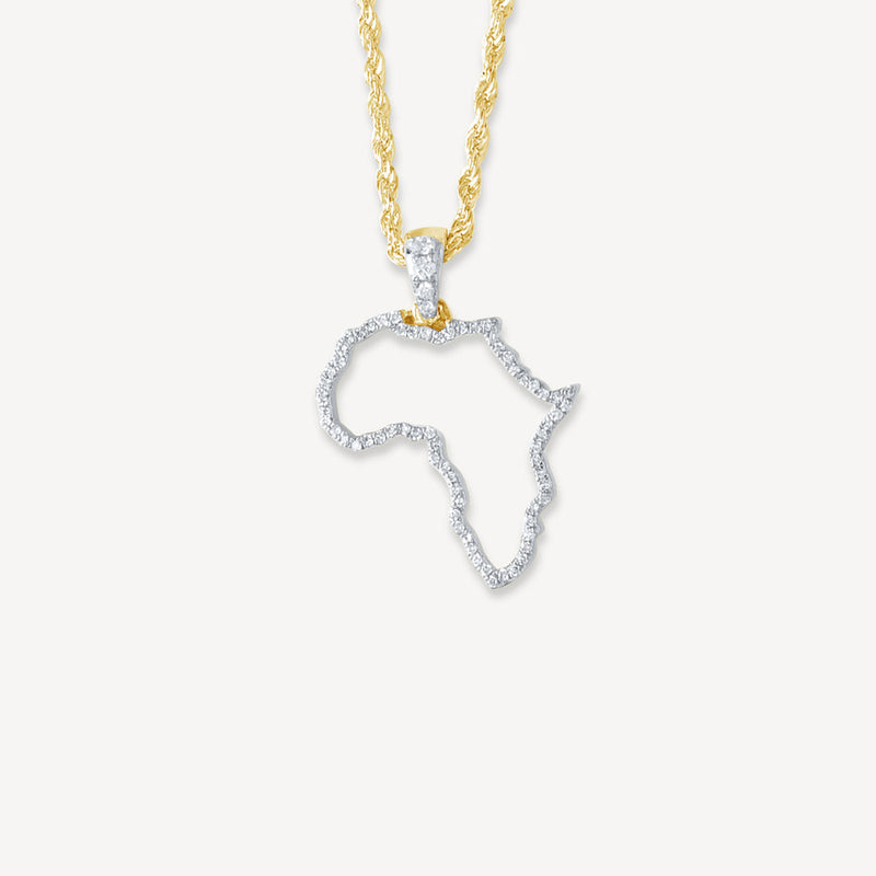 Diamond Gold Africa Map Pendant