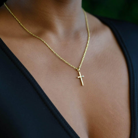 Womens Small Gold Cross